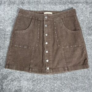 Chelsea & Violet Skirt Women's 29 Brown Corduroy Mini Button Front Pockets‎